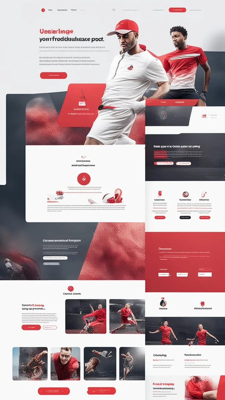 Design a user-friendly and visually appealing landing page for a sport website, prioritizing an intuitive user experience, red colors