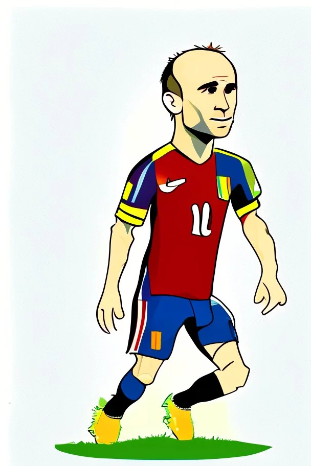 Andres Iniesta Spanish football player ,cartoon 2d