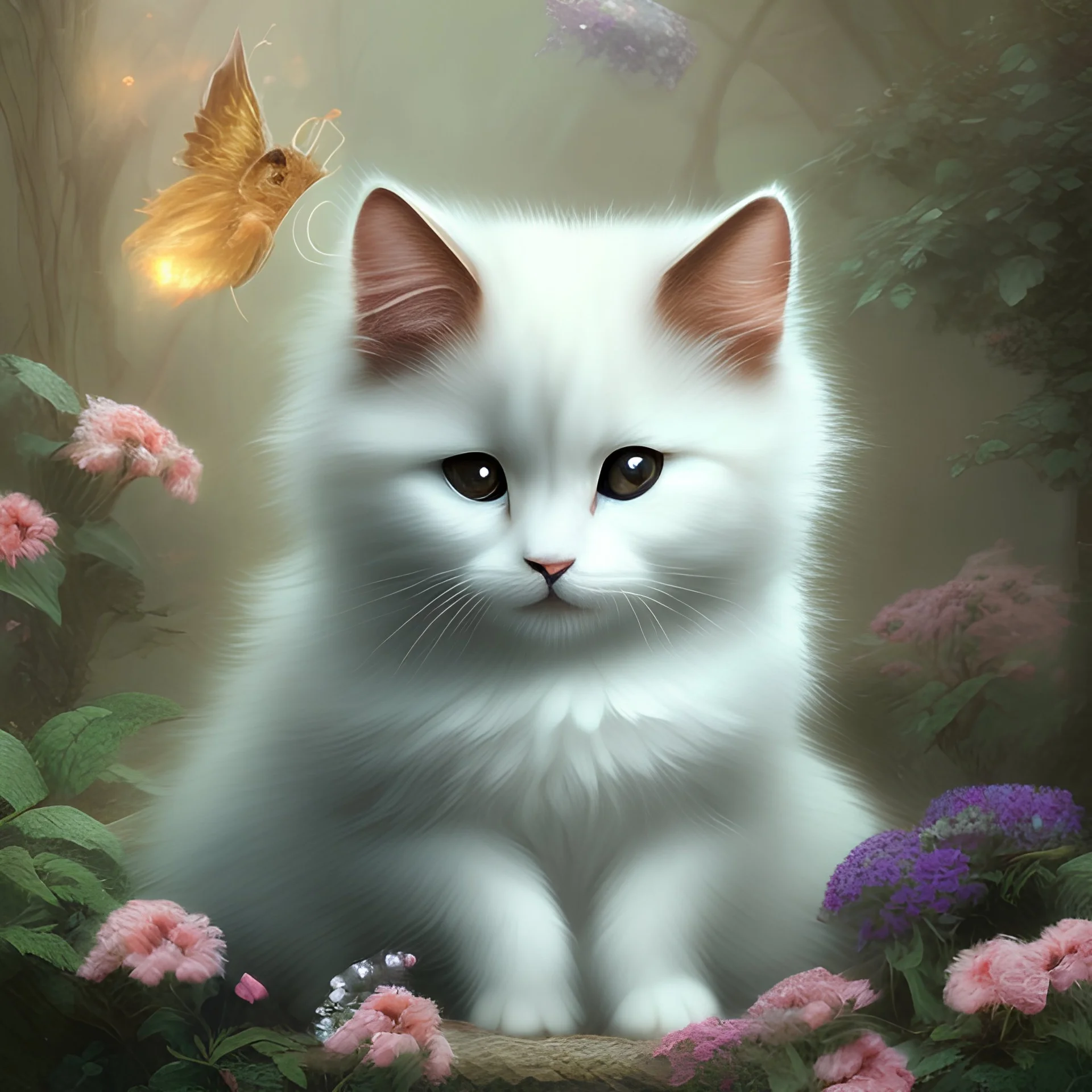 Cute cat fairy , Detailed, beautiful, fantasy, high quality ,