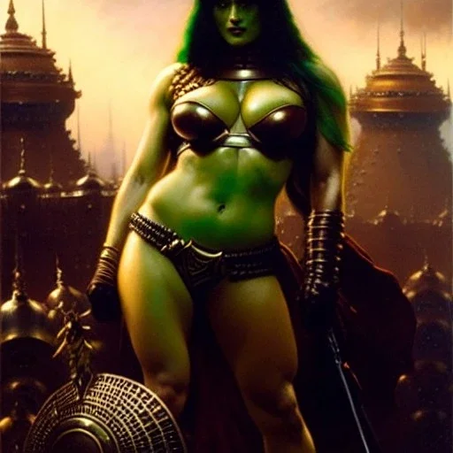 portrait ' Sexy Extra busty She-Hulk naked ',ancient metal armor and Helmet ,painting by gaston bussiere, greg rutkowski, yoji shinkawa, yoshitaka amano, tsutomu nihei, donato giancola, tim hildebrandt, oil on canvas, cinematic composition, extreme detail,fit full head inside picture,16k