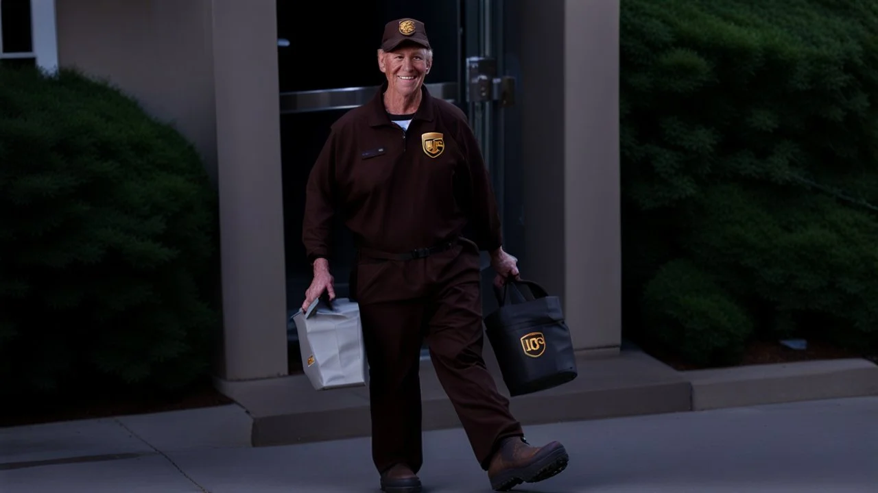 UPS Delivery Driver wearing crocs at the entrance gate