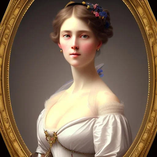 Portrait of a woman in a regency dress, french style, in Alexandre cabanel style, 8k, HD, cinematography, photorealistic, Cinematic, Color Grading, Ultra-Wide Angle, Depth of Field, hyper-detailed, beautifully color-coded, insane details, intricate details, beautifully color graded, Cinematic, Color Grading, Editorial Photography, Depth of Field, DOF, Tilt Blur, White Balance, 32k, Super-Resolution, Megapixel, ProPhoto RGB, VR, Halfrear Lighting, Backlight,