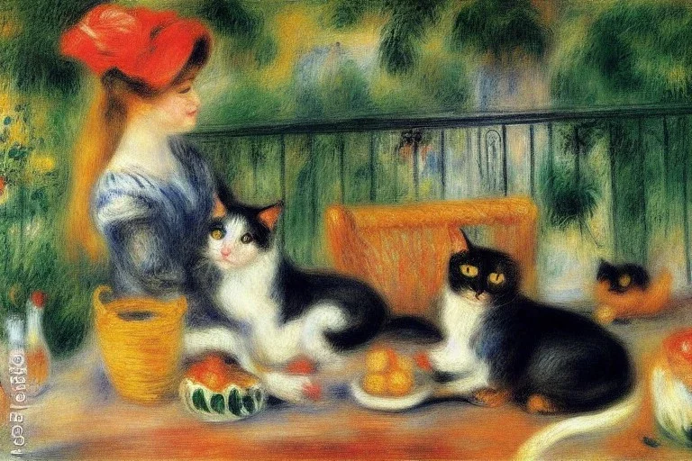 Zwei Katzen (auf der Terrasse) Auguste Renoir