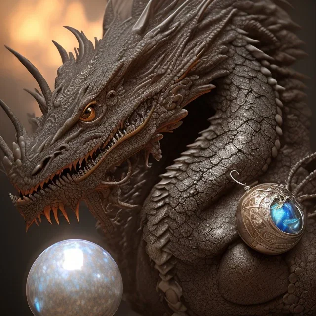 a gorgeous, stunning pewter necklace of a dragon with illuminescent moonstone, rustic wood table, crystal ball, 8k resolution, high-quality, fine-detail, photorealistic, intricate, digital art, detailed matte, volumetric lighting, illustration, 3D octane render, brian froud, howard lyon, selina french, anna dittmann, annie stokes, lisa parker, greg rutowski, George Grie, Ben Goossens, Igor Morski