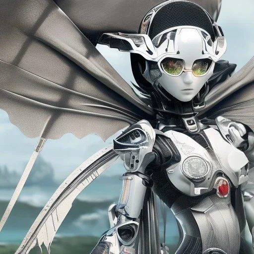 beautiful smooth realistic Japanese robogirl robot body, run, cat aye, extremely sharp detail, finely tuned detail, ultra high definition, 8 k, unreal engine 5, ultra sharp focus, accurate sword wings