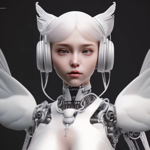 beautiful smooth realistic Japanese robot cat girl figure, extremely sharp detail, finely tuned detail, ultra high definition, 8 k, unreal engine 5, ultra sharp focus, accurate wings, in flying mode