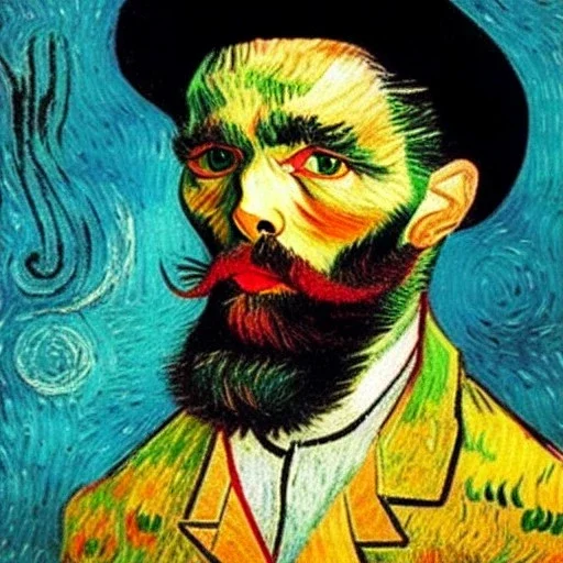 Retrato de un gato de cuarenta y seis años con canas y barba de nombre Salvador Santiago Mozos de estilo Vincent van Gogh