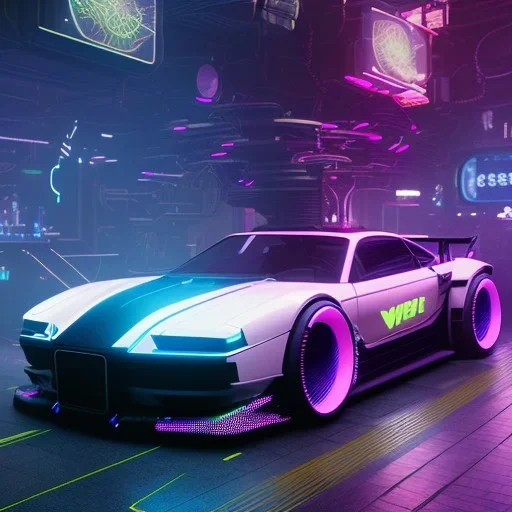 cyberpunk hyper car,cyberpunk 2077,center composition, ultra realistic,shiny, smooth, studio quality, octane render, Surrealism, Triadic colour scheme,glow-stick, ambient lighting,nightclub lighting, polaroid, 100mm, --ar 1:1 --v4