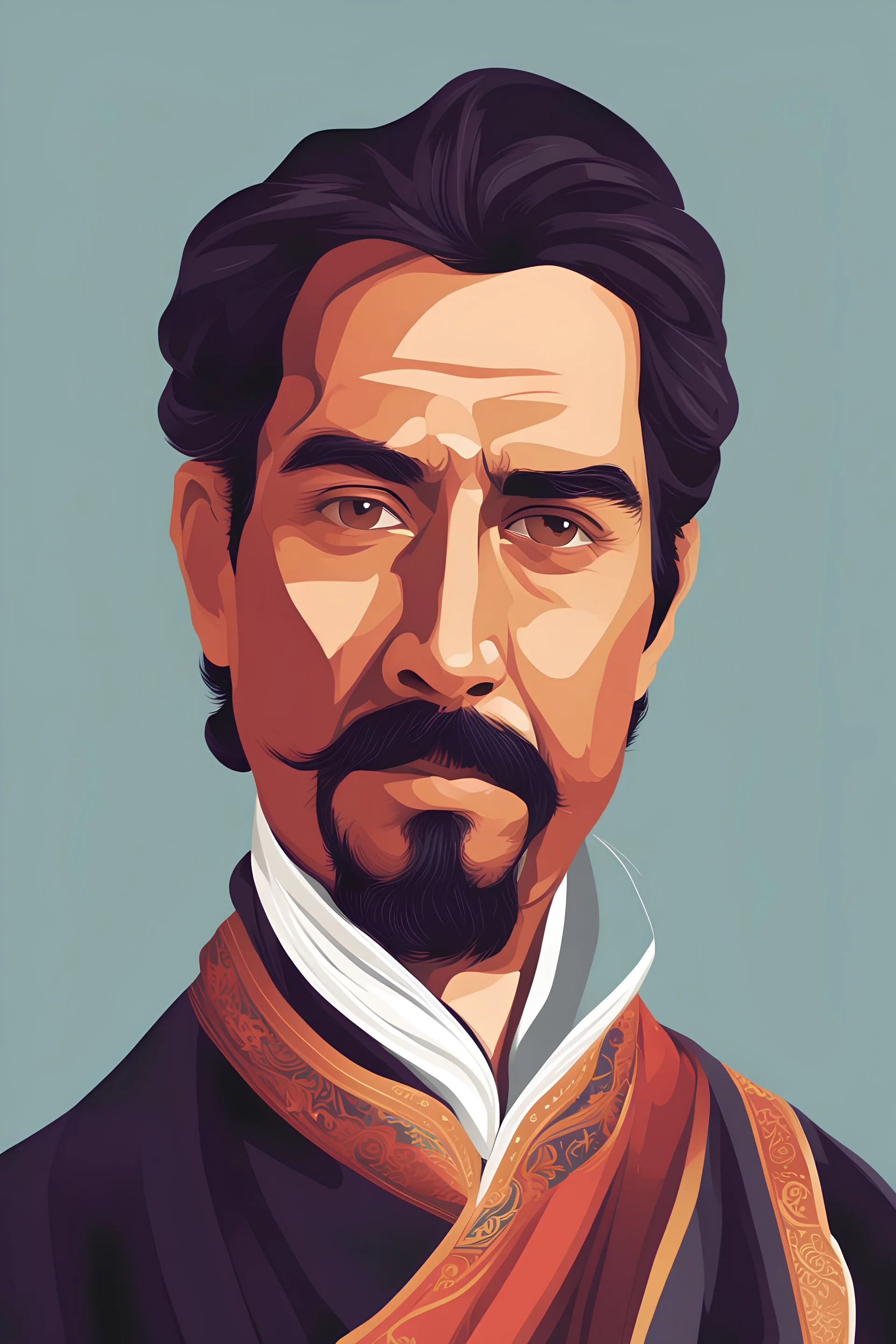 Vector, Abdürrezzak Bedir Khan, عبدالرزاق بدرخان، Vector, Flat Color, Digital Painting, illustration,