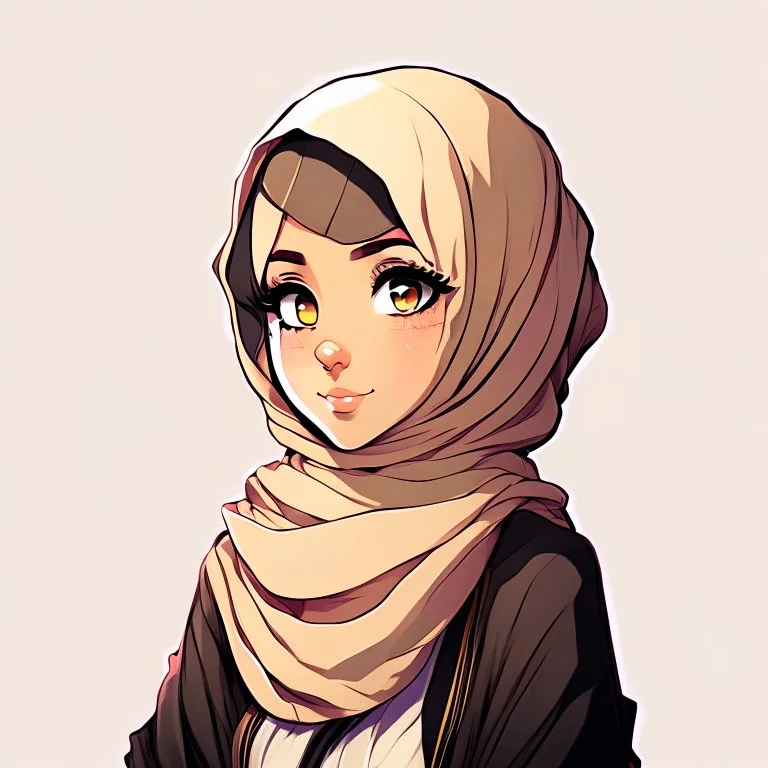 A hejab girl , vectorized , anime , 8k