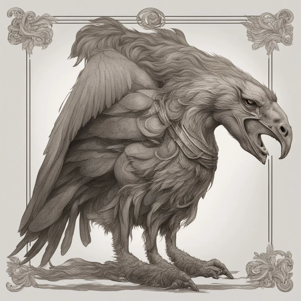 A creature with a combination of an eagle's head and a horse's body