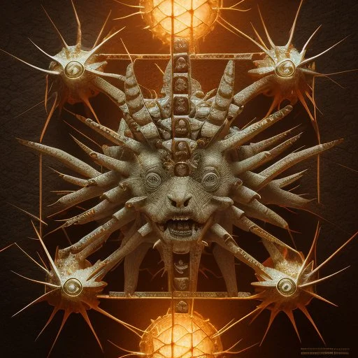 hellraiser cube of demons, digital painting ,8k, digital art, award winning, octane render, 4K, 3D, Unreal Engine 5 , gold and black colours,hypperrealistic,