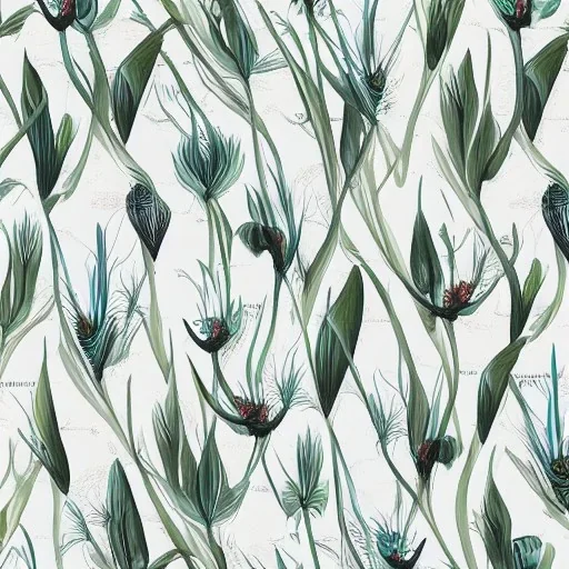 package lotus, Birds of Paradise Wallpaper, Sample, White & Natural