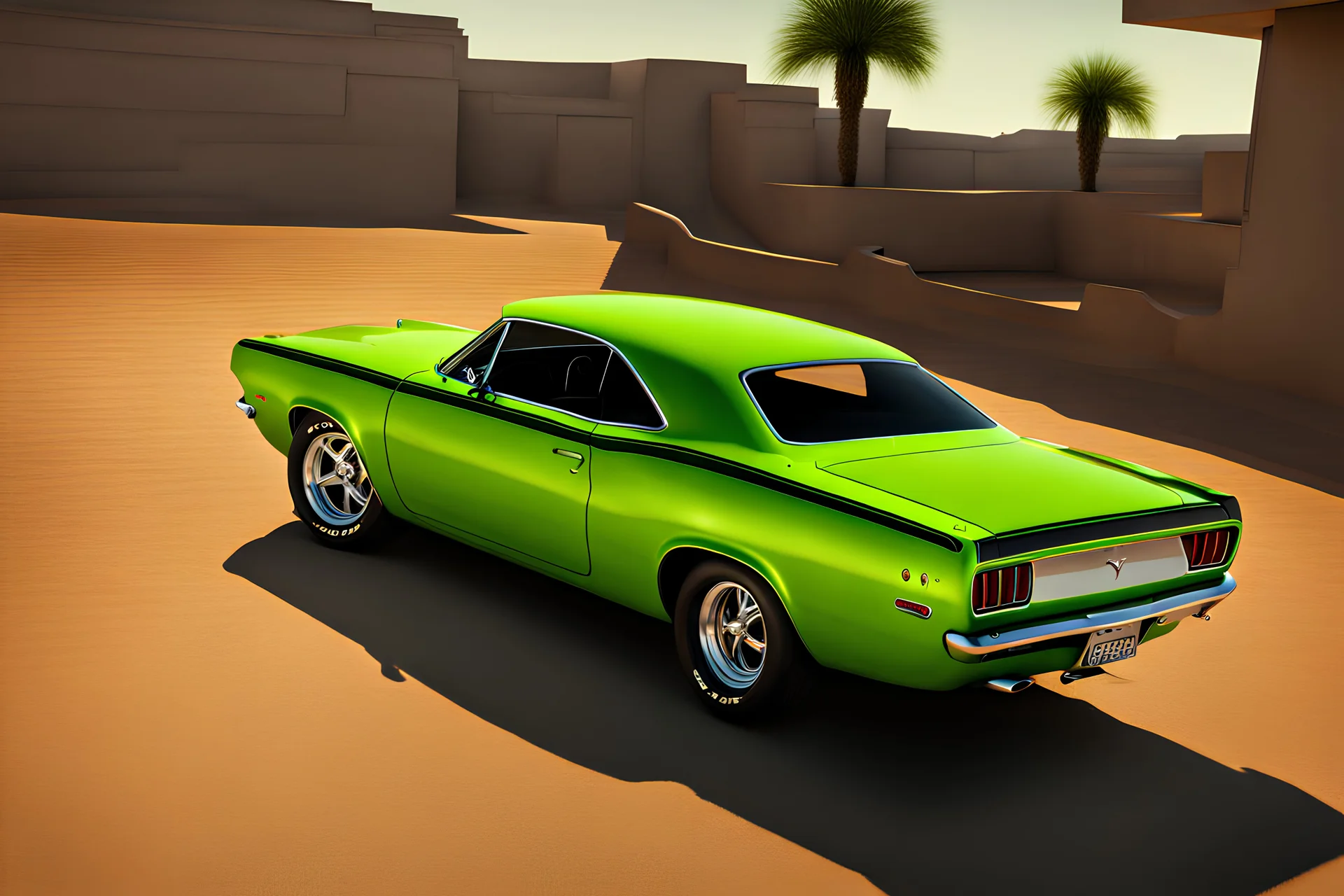 Fotorealistisch Plymouth Barracuda limettengrün