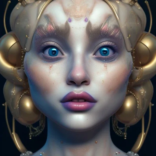 Ultra detailed very beautiful clown girl,beautiful real skin, symmetrical, ultra detailed curl hair, soft lighting, ultra detailed face, concept art, digital painting, looking into camera, octane render, art by artstation