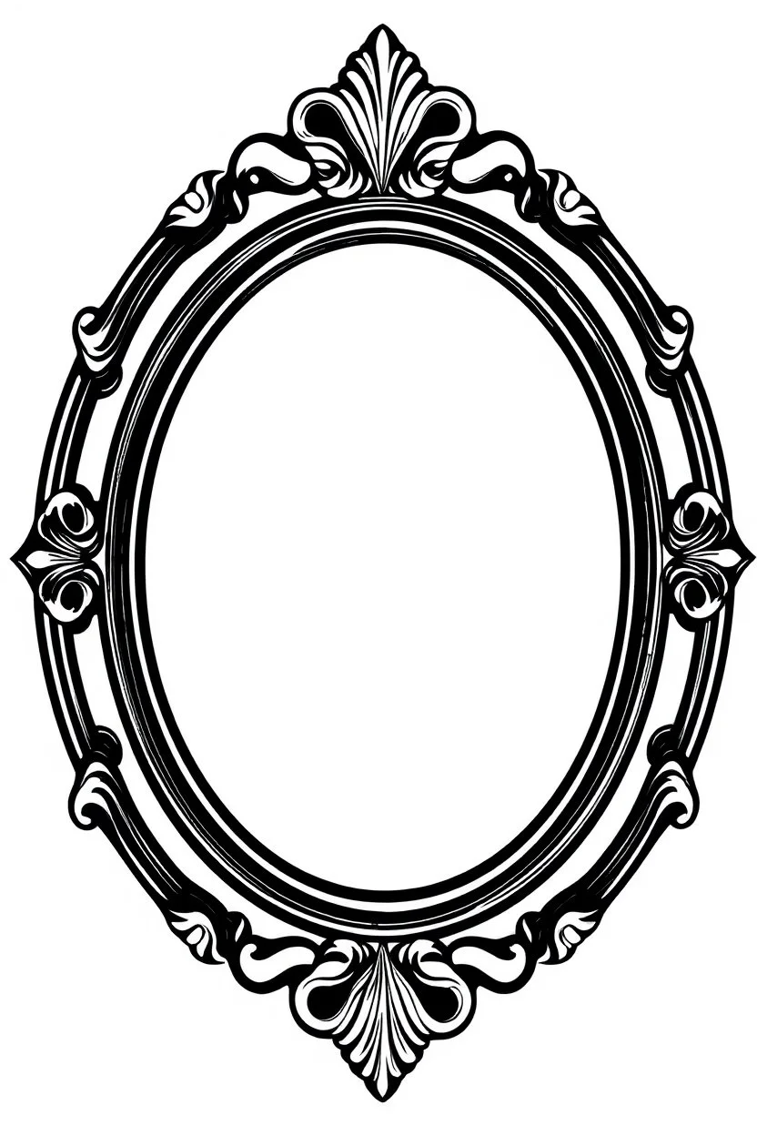 silhouette of a heavy wood ornamental oval picture frame, black on white vector