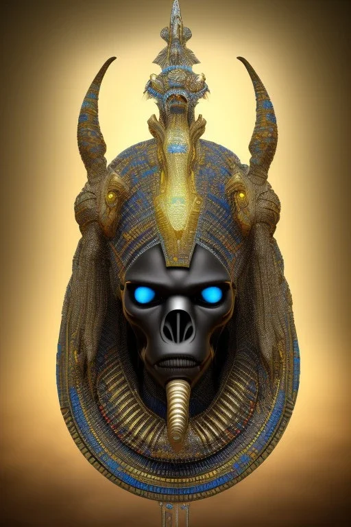 black male African Egyptian alien, cracks in the voodoo head, wicked, eyes, crown, Elephant, 8k, finely detailed, photo realistic, tiger turquoise skull head gold dragon space alien snow skeleton gold gorilla silver crown silver eyes