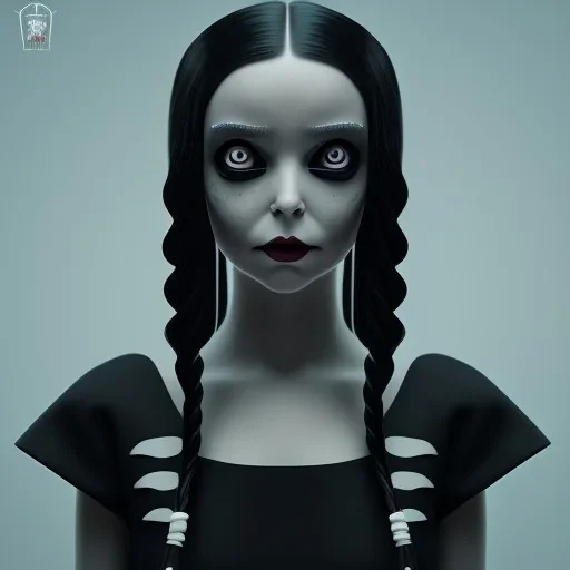 wednesday addams, addams family style, wednesday make up, wednesday dress, wednesday hair, hyper detail, octane render, unreal engine 5, 8k resolation