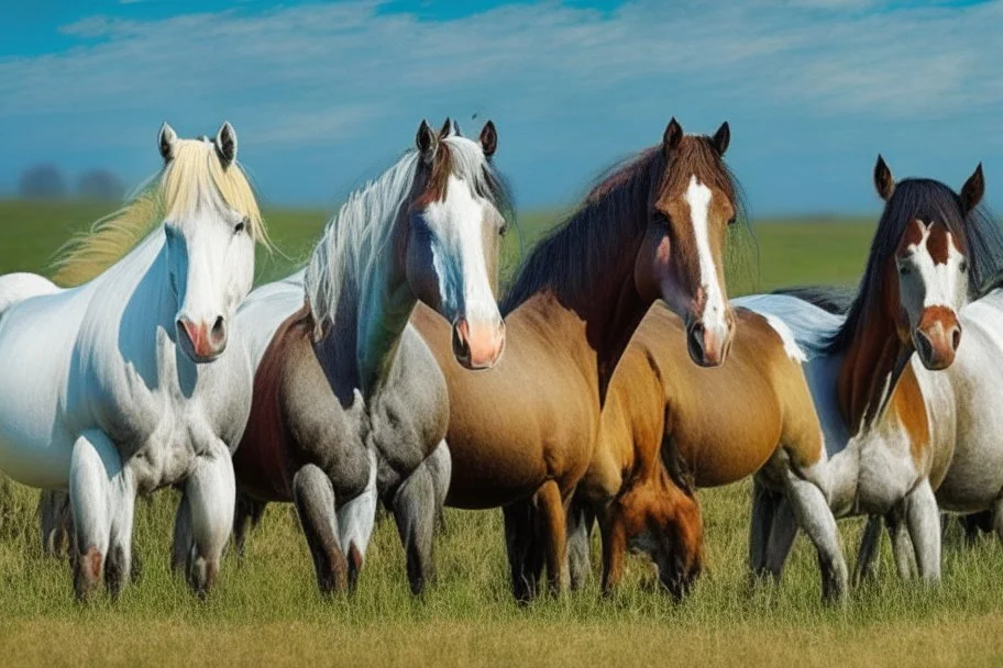 horses of different colors in a field