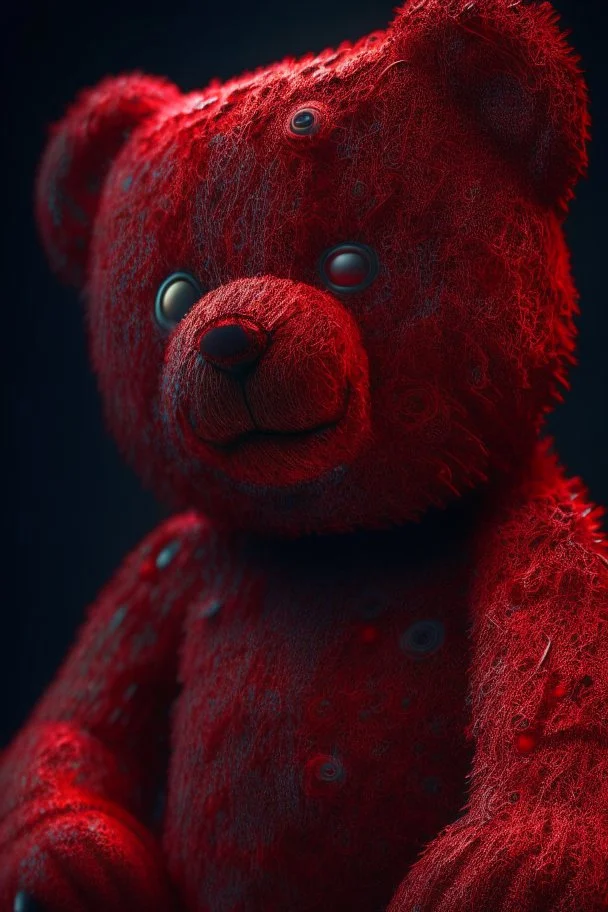 Teddy bear red creature fused ,insanely detailed, 16k resolution, cinematic smooth, intricate detail