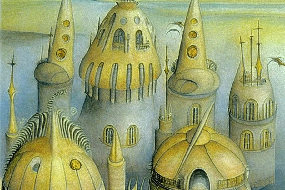 nautilus shell buildings and towers by artist "Leonora Carrington" by artist "Nautilus Shell"