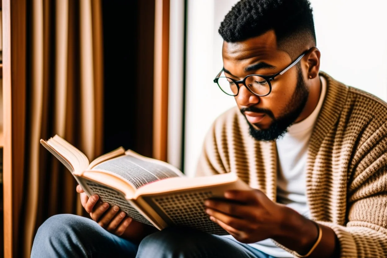 A person reading a remarkable book on self-development
