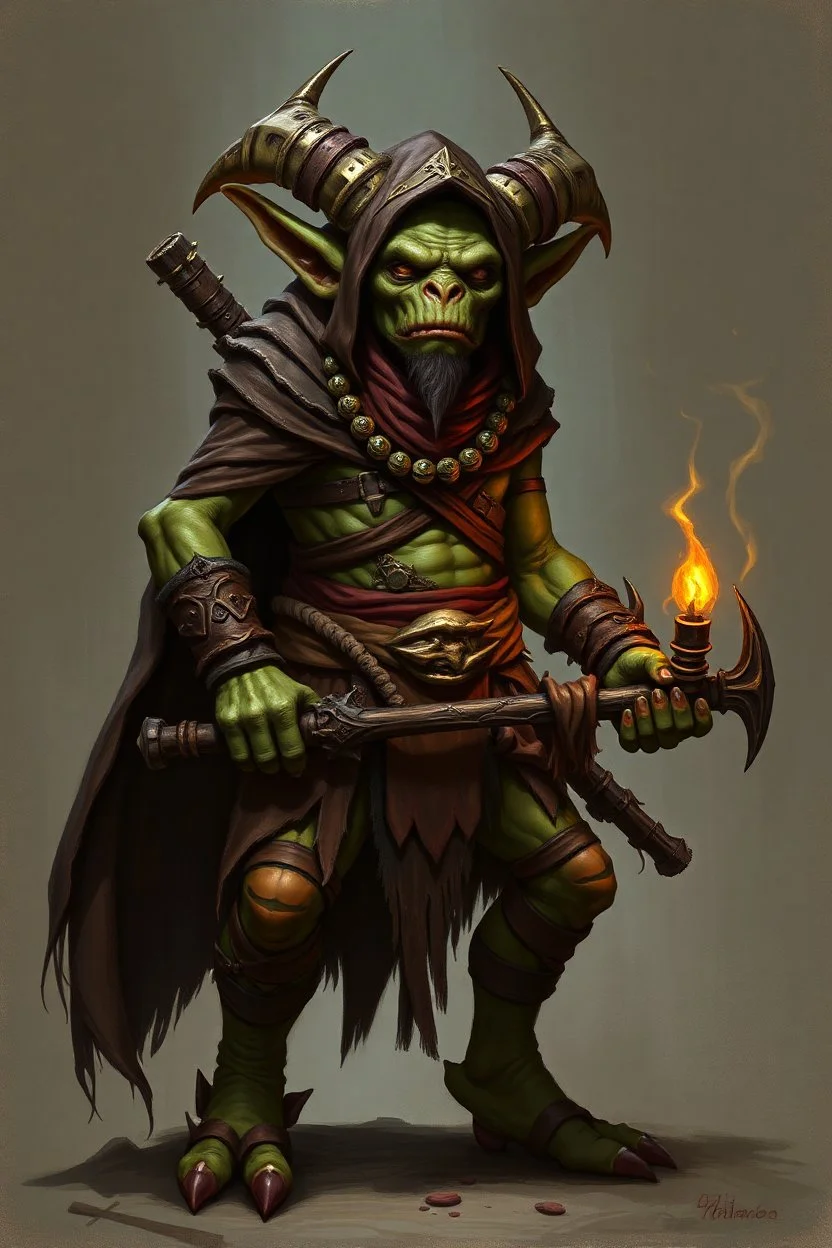 a goblin shaman, humanoid, fantasy, bandit