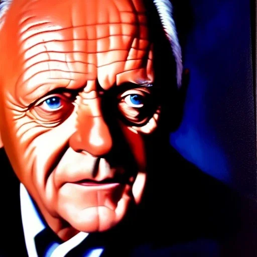 Ultra detailed fullbody Portrait in oil on canvas of Anthony Hopkins ,extremely detailed digital painting, extremely detailed face, crystal clear eyes, mystical colors ,perfectly centered image, perfect composition, rim light, beautiful lighting,masterpiece ,16k, stunning scene, raytracing, anatomically correct, in the style of Simon Bisley and uncannyknack and caravaggio and Seung Eun Kim and Steve Jung Jeehyung Lee.