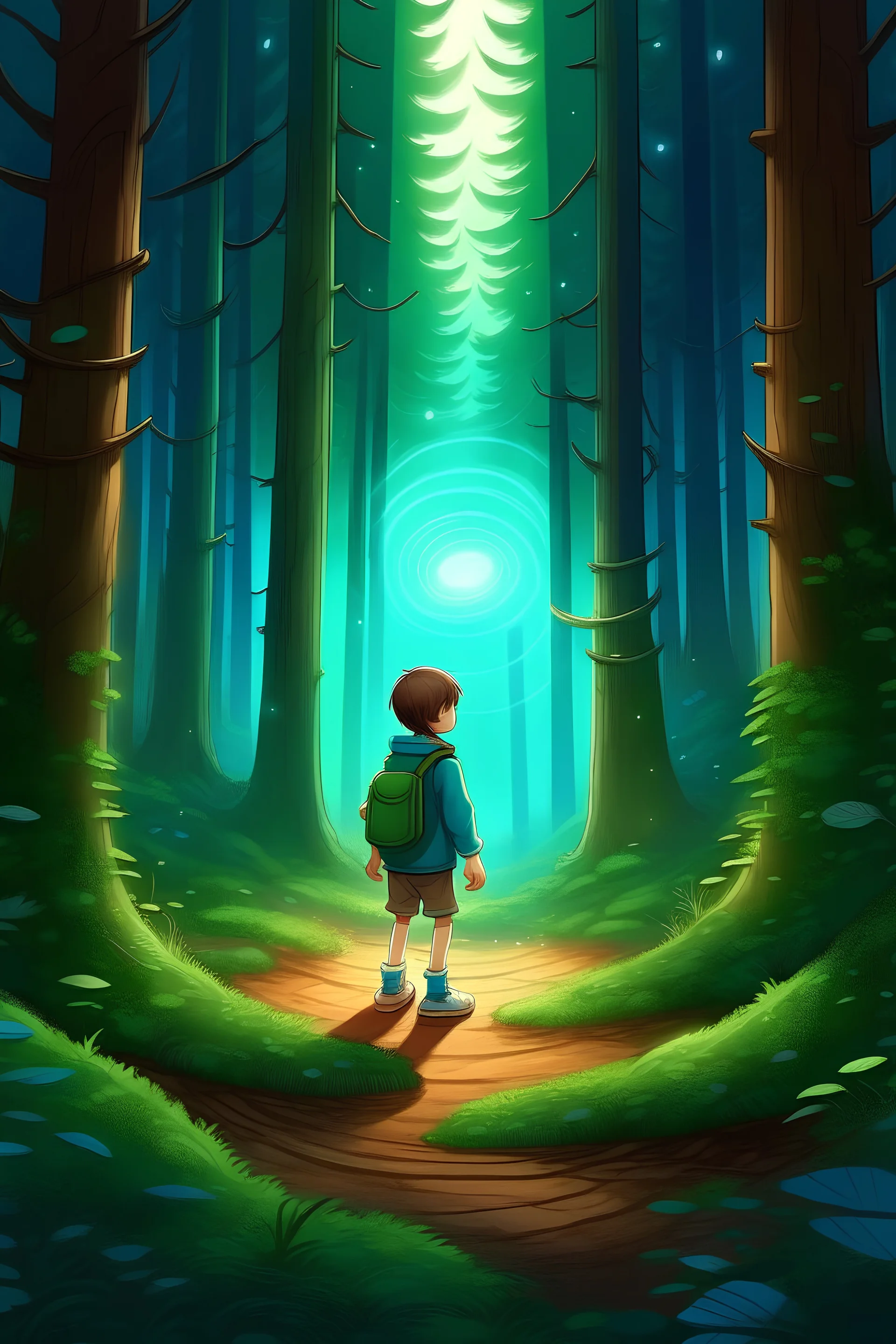 a boy gets lost in the forest and finds a very bright circle of light that enters a parallel world