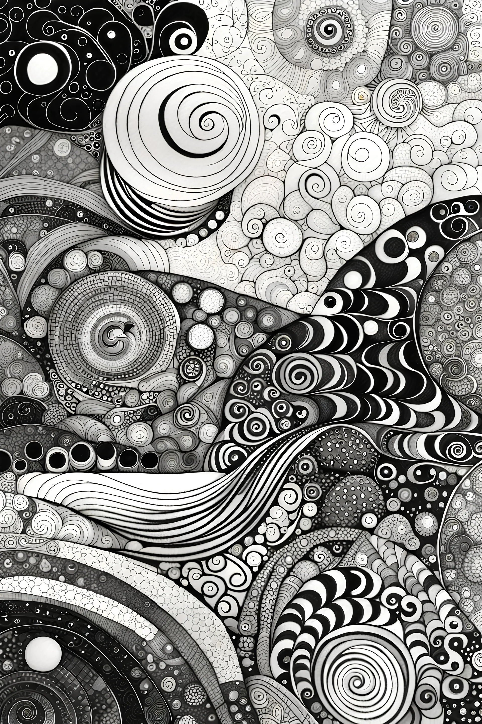 random Zentangle patterns in the styles of Gustav Klimt ,Wassily Kandinsky, Paul Klee, and Kay Nielsen