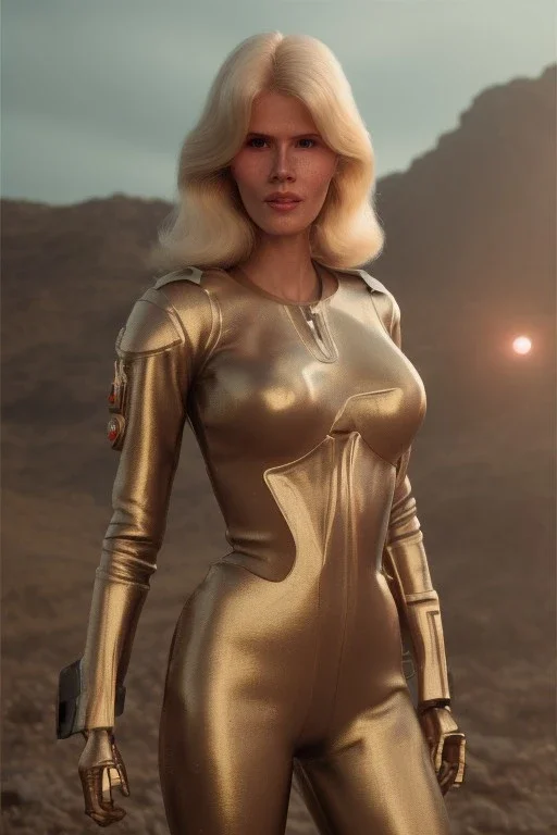 Ultra Realistic retro sci-fi movie scene, waist up view portrait, blonde woman, sweet young Claudia Schiffer face, perfect iris, glow eyes, makeup, weapon. Soldiers next to background, Retro sci-fi style, helmet, tight latex coat, fog, rain, soft color, highly detailed, unreal engine 5, ray tracing, RTX, lumen lighting, ultra detail, volumetric lighting, 3d, finely drawn, high definition, high resolution.