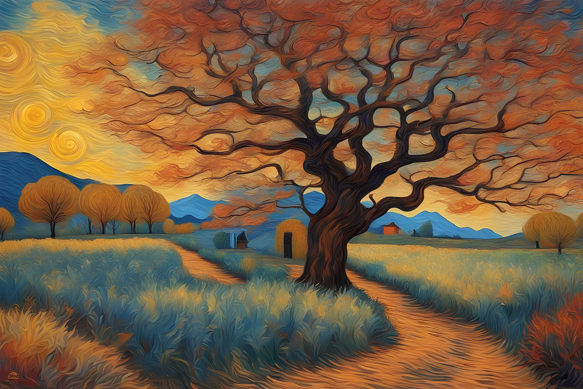 landscape, surreal, colorful painting, Modifiers: beautiful high definition Van Gogh acrylic art