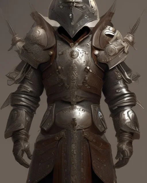 An armor made of a mixture of steel and leather, worn by a strong commander with magical power