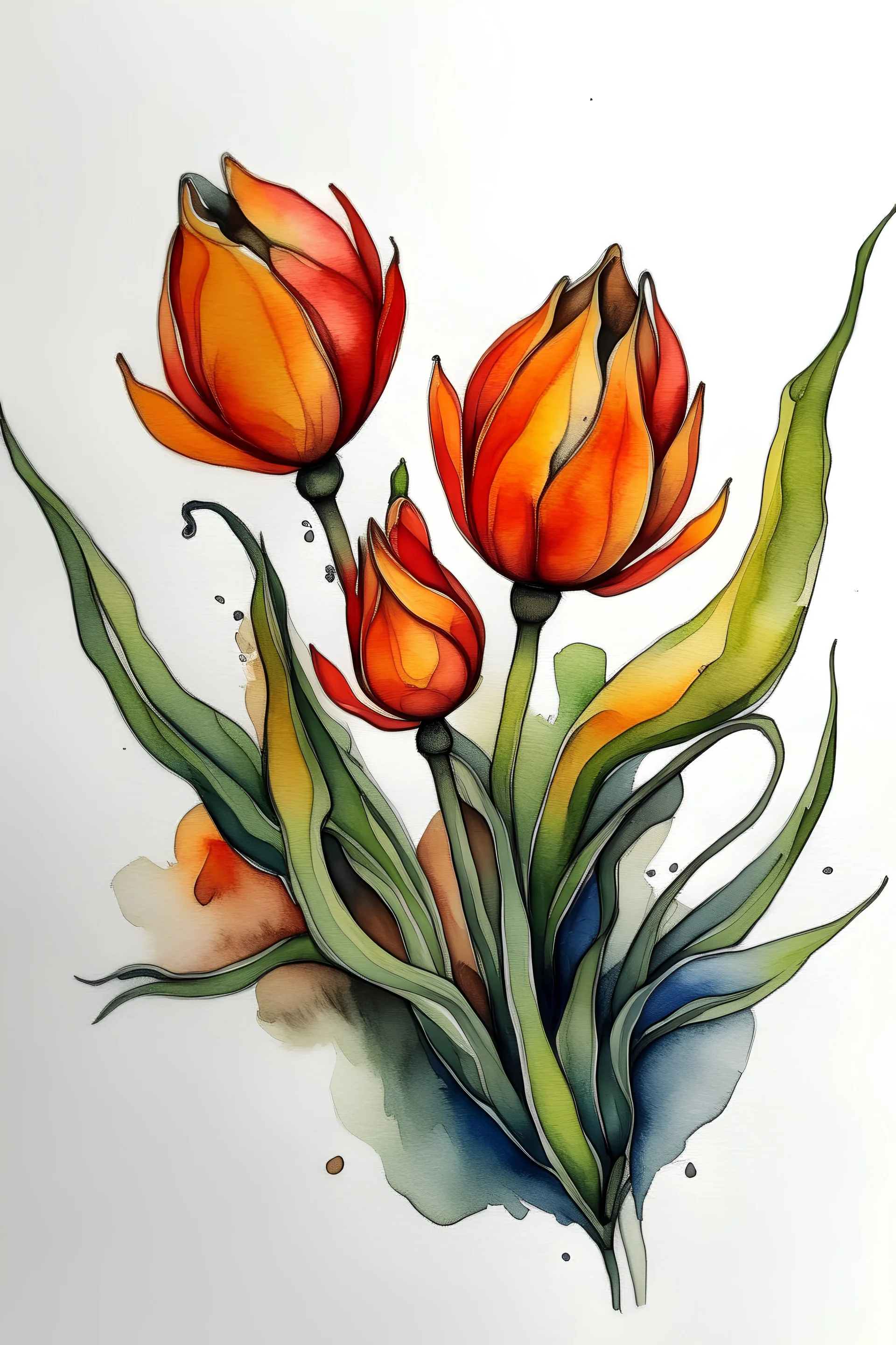 pinr buds. watercolor drawing