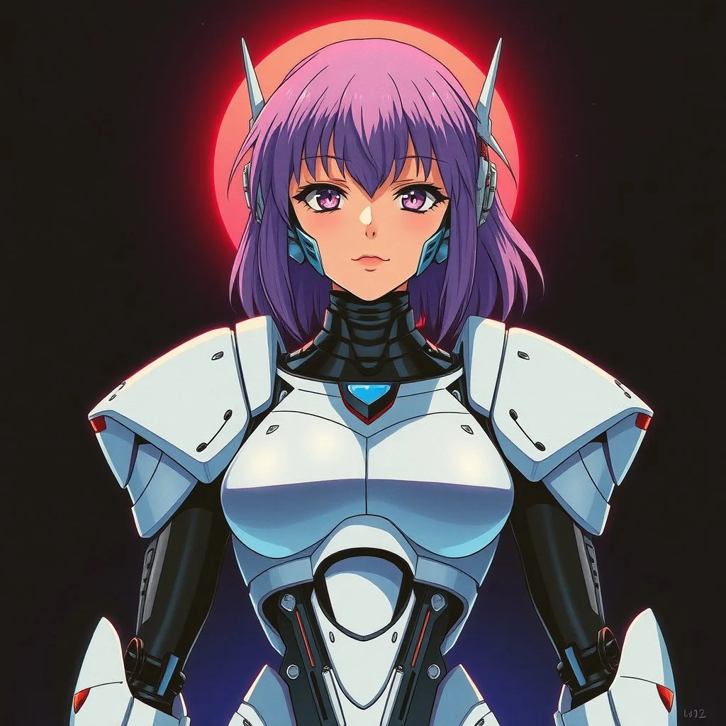 retro anime style, serious 1990s OVA anime style,Best quality, masterpiece, ultra high definition,Highly detailed 1 girl, retro anime style, full color, dark serious 1980s, robot, moebius artist, cybernetic arms, ghost in the shell