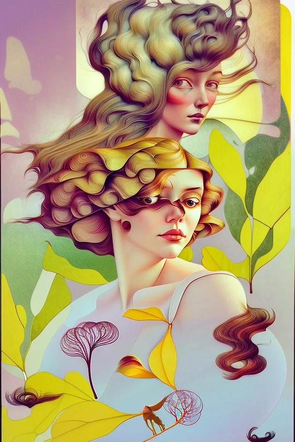 Streamline moderne woman windblown hair trees leaves carel weight Oxana dobrovolska catrin welz-stein andrea kowch andrea kurti art deco