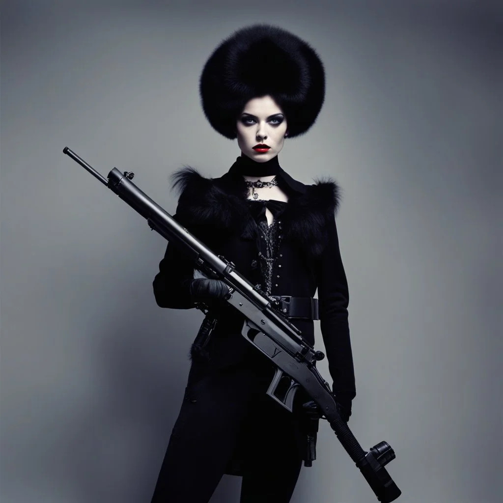 The weirder the better. In a surreal twist of creativity, a 70s gun TV advertisement unfolds, but with a macabre and whimsical touch. Picture this: a goth 24-year-old model, clad in dark attire, holds a rifle with an air of nonchalance. However, the rifle is not a typical weapon; it's a toy character made out of gelatinous slime and jello, reminiscent of a claymation character from a horror movie. The scene transitions to a bizarre a claymation horror movie come to life in burning rainbow jelly