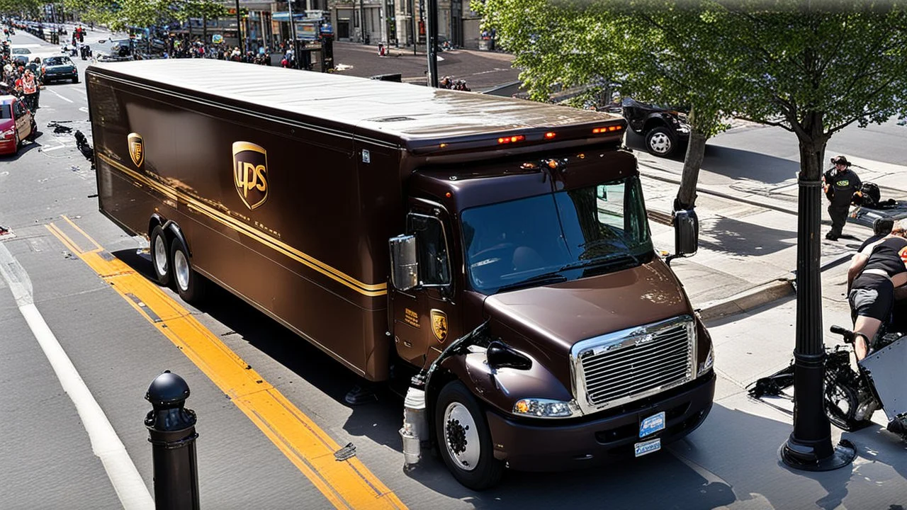 UPS truck gets in major accident on busy city street