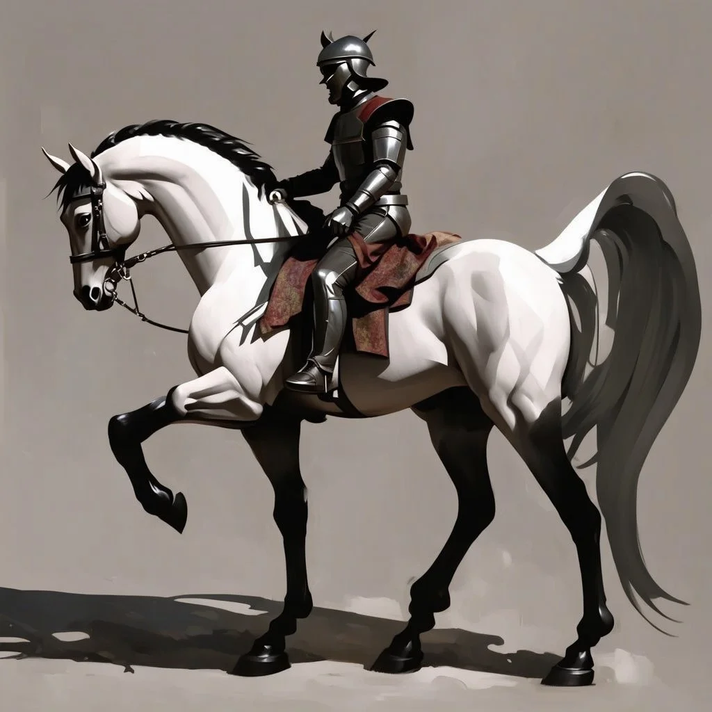 Knight riding a horse. Modern Art
