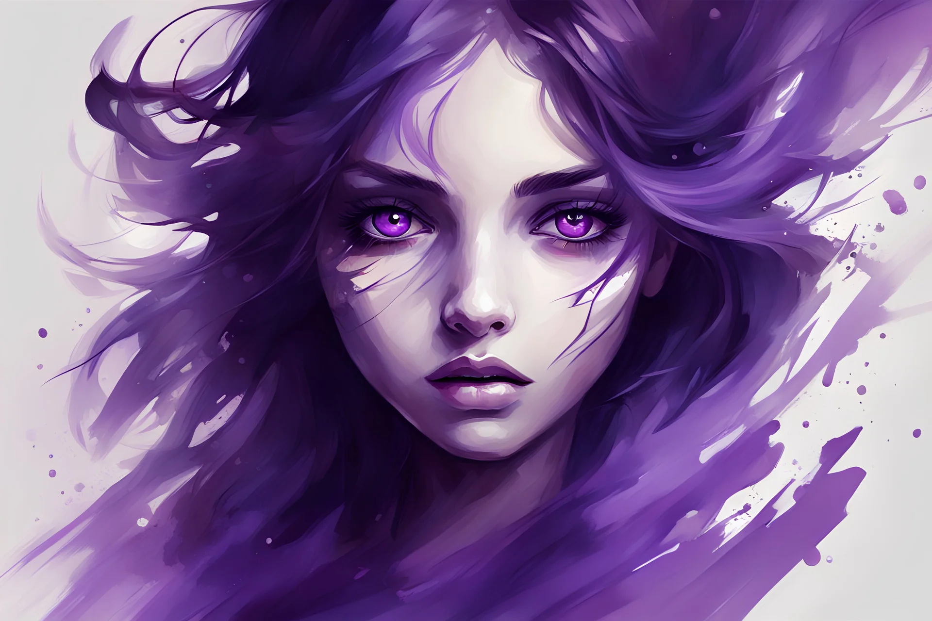 abstract girl art purple eyes