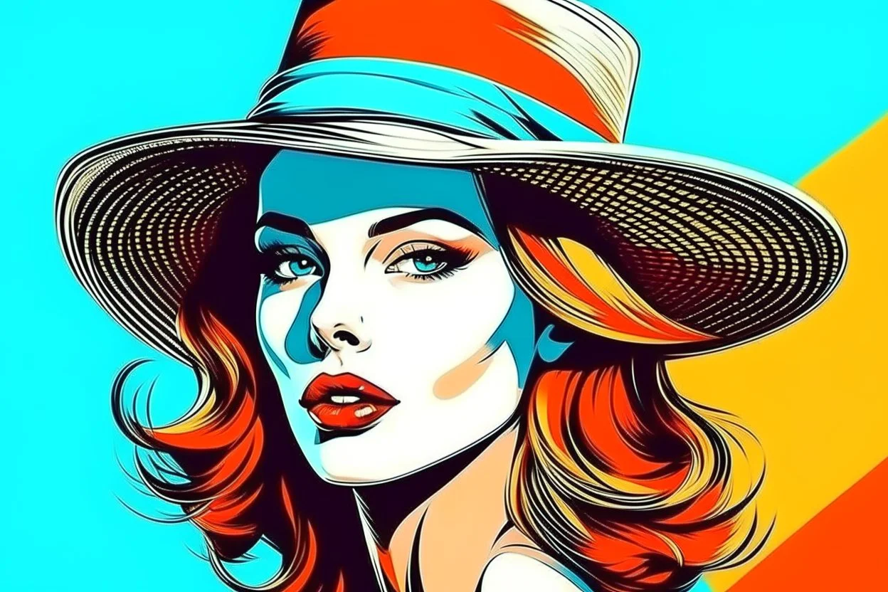 beautiful woman in hat in pop art style vector