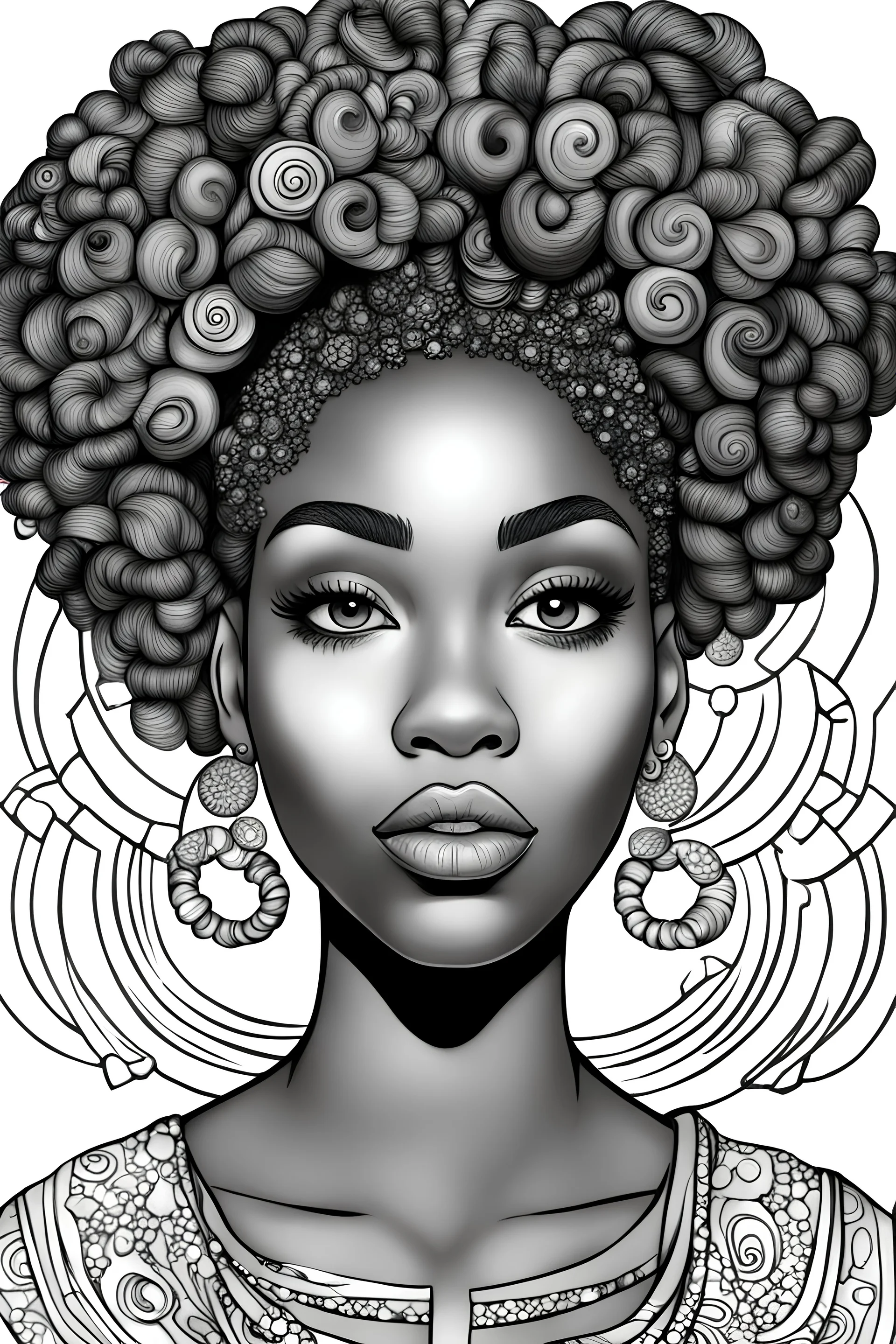 Create a coloring page of a beautiful black female... | Gallery