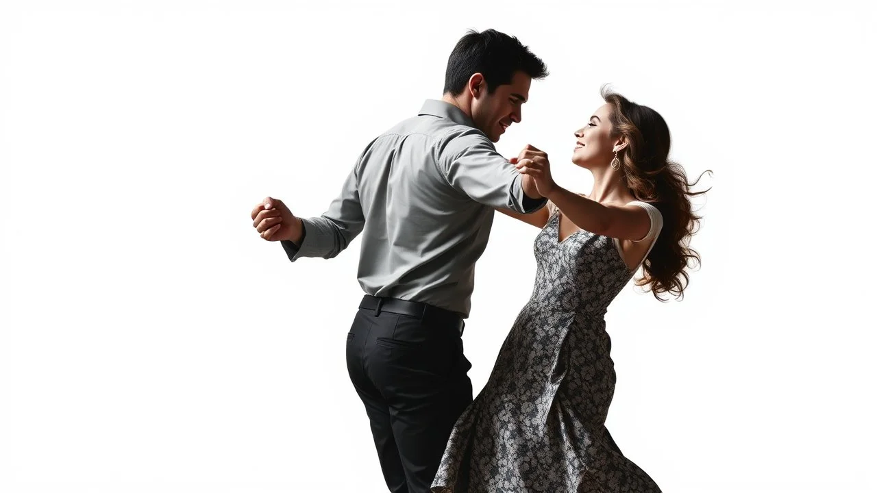 Man and woman in their thirties dancing swing, Art