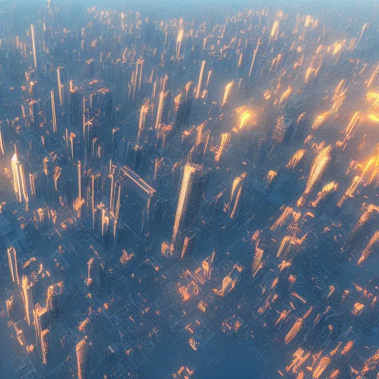 FLYING OVER THE OCEAN MOUNTAINS, BIG CITY SKYSCRAPERS, ORANGE, cinematic lighting, 4k, 8k, octane render, digital concept art, ambient lighting,