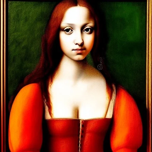 Retrato de una niña muy guapa llamada Dalia Santiago Arnau con el estilo de Leonardo da Vinci