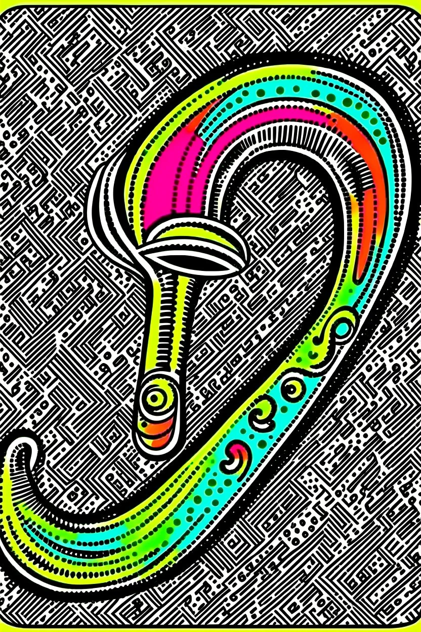 Vintage pop art style, musical horn curve