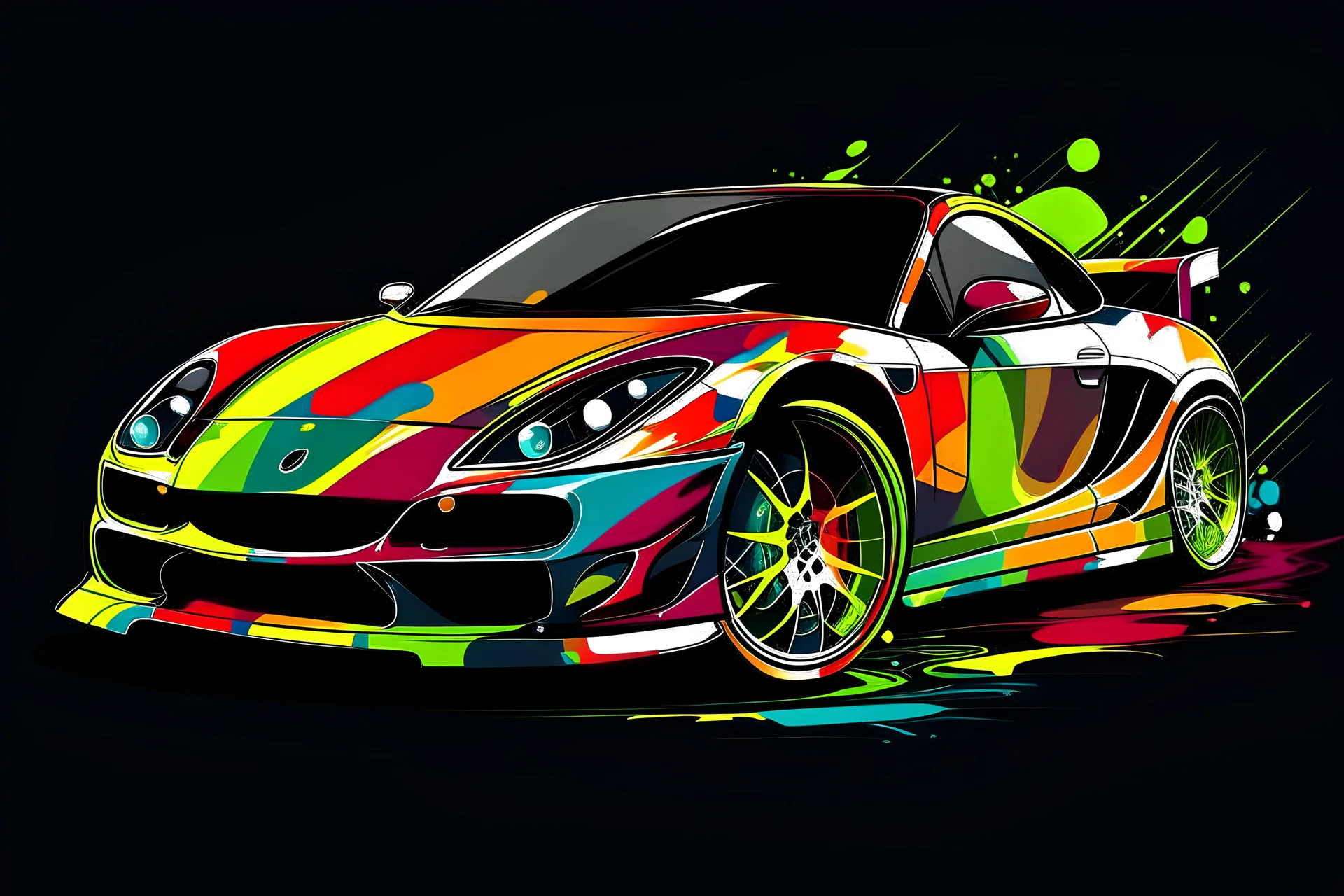 Vector drawing multicolor car