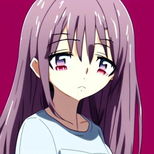 Anime girl blushing and looking right and facing slightly down