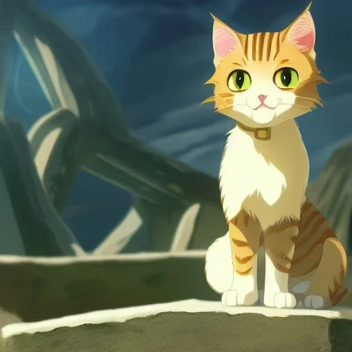 tabby cat animal, anime, ultra-detailed, white background, HD design by makoto shinkai, Granblue Fantasy