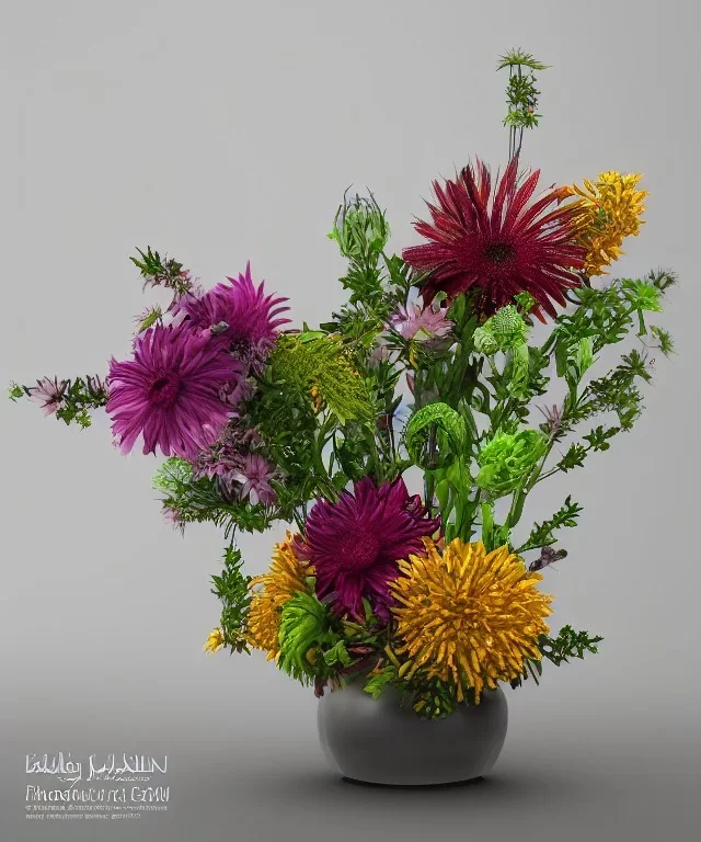 Photorealistic alien flower arrangement